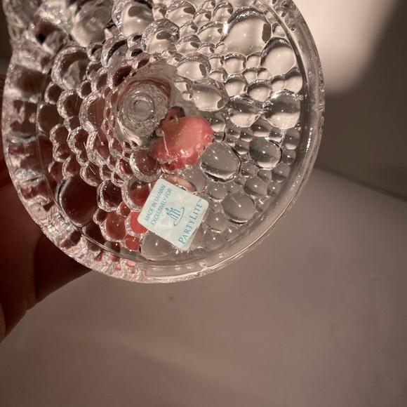 PartyLite Tiny Bubbles Taper Pair 4" Clear Candle Holders - Picture 4 of 6